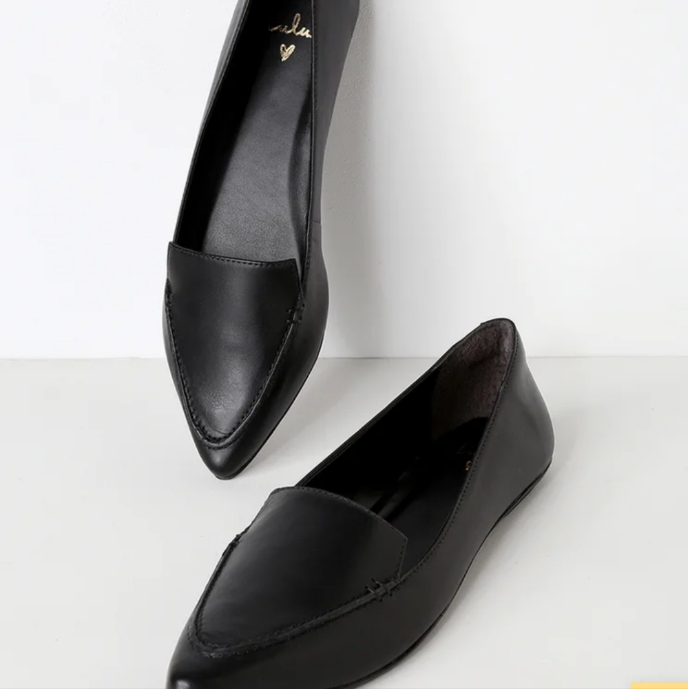 Brand new in box lulu leather pointed toe loafers